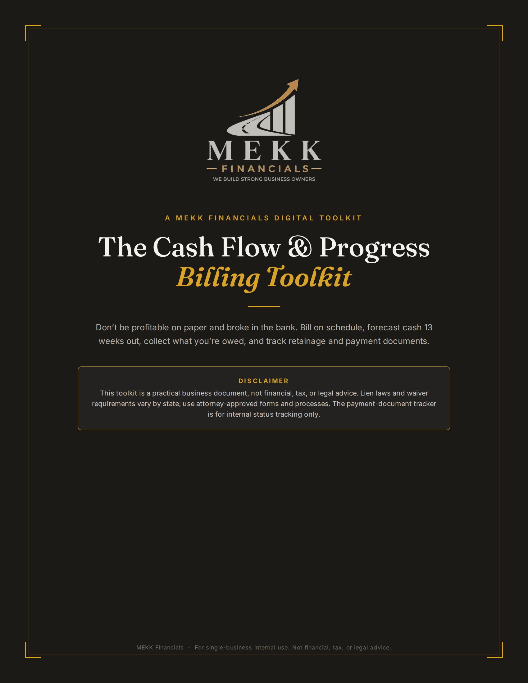 Cover of The Cash Flow & Progress Billing Toolkit