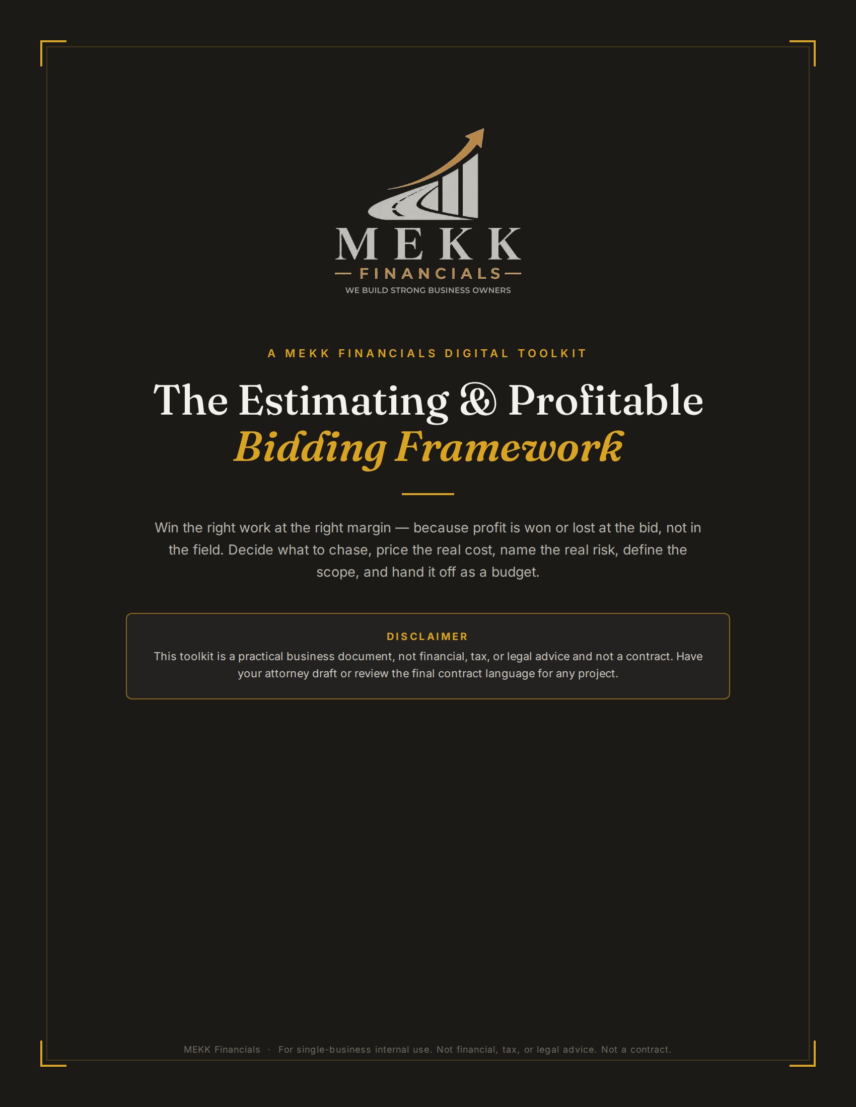 Cover of The Estimating & Profitable Bidding Framework