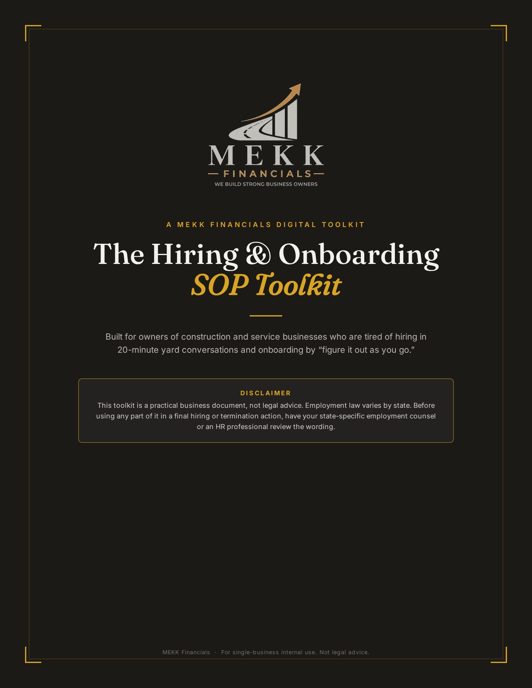 Cover of The Hiring & Onboarding SOP Toolkit